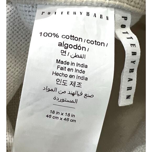 Pottery Barn Pillow Cover 18x18 Ivory Cream 100% Cotton Woven Textured - Picture 5 of 5